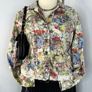 Abstract All Over Graffiti Print Light-Wight Jacket Size XL